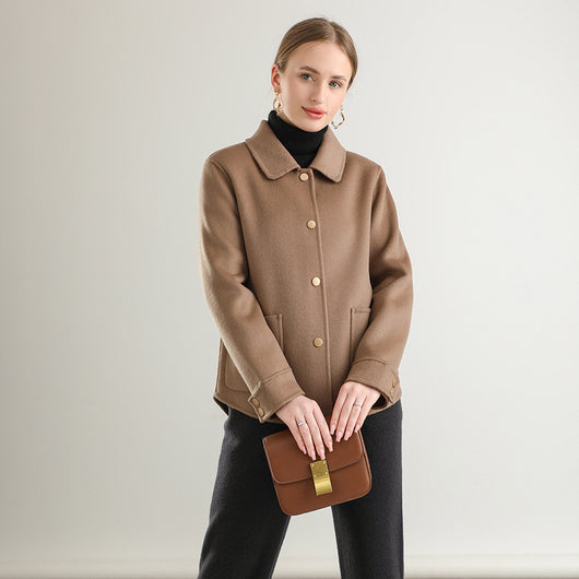 Abrigo Polo Cuello Clásico Mujer - Colores Sólidos Otoño Invierno - Image 9