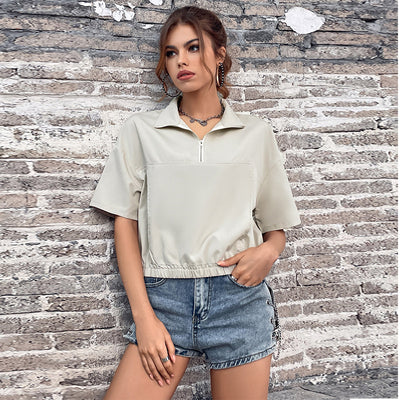 Blusa Suelta de Verano con Solapa - Top Corto Transpirable para Mujer - Image 13