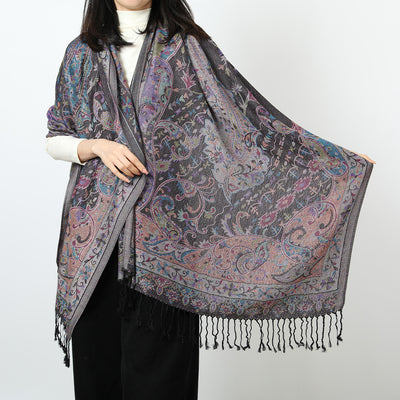 Bufanda Étnica Jacquard con Borlas de Cachemira - Image 2