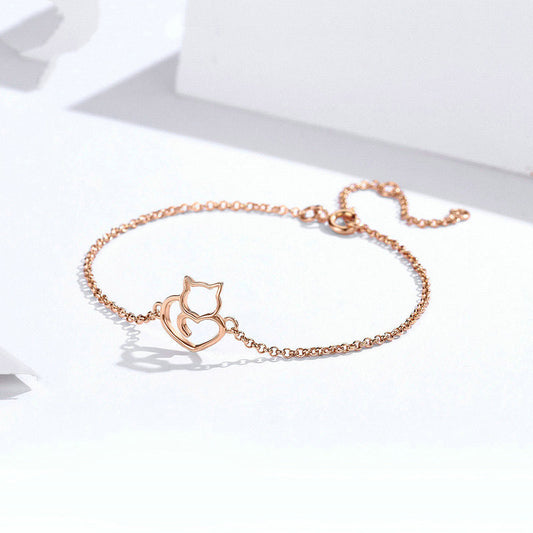 Pulsera de Plata con Gato Adorable