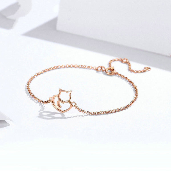 Pulsera de Plata con Gato Adorable