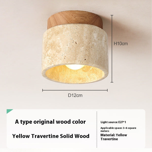 Lámpara de Techo Silenciosa Piedra Cueva Amarilla con Madera - Image 4