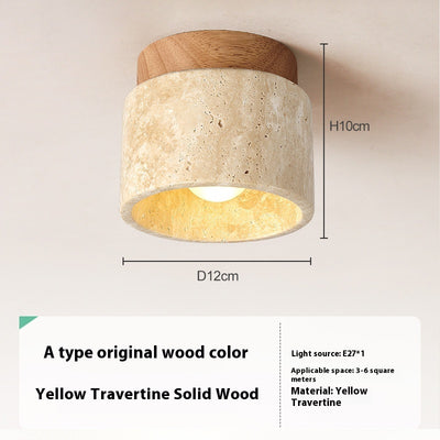 Lámpara de Techo Silenciosa Piedra Cueva Amarilla con Madera - Image 4