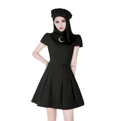 Vestido Negro Lolita Gótico con Malla Lunar y Detalles Calados - Image 3