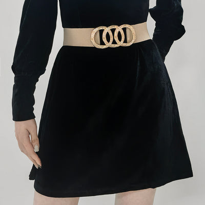 Cinturón Ancho Geométrico para Mujer con Hebilla Circular - Ideal para Trajes y Vestidos - Image 9