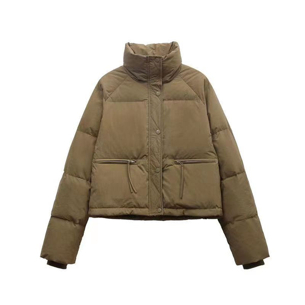 Chaqueta Acolchada Corta con Cuello Alto para Mujer