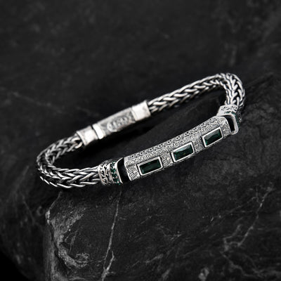 Pulsera de Plata Esterlina con Cuerda de Cáñamo y Circones Tejidos a Mano - Image 6