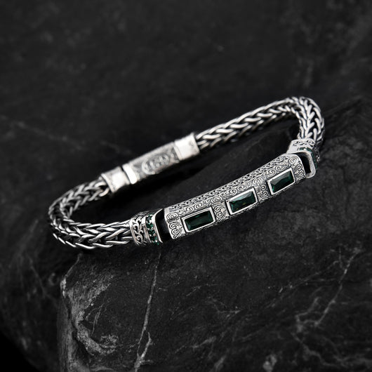 Pulsera de Plata Esterlina con Cuerda de Cáñamo y Circones Tejidos a Mano - Image 6