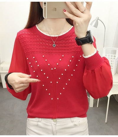 Blusa Térmica de Seda de Hielo Tejida Manga Larga Cuello Redondo - Image 13