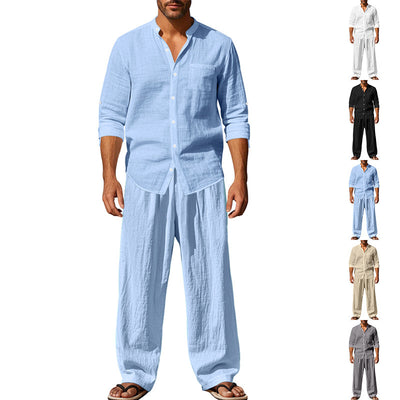 Conjunto de Camisa Suelta Manga Larga y Pantalón para Hombre - Image 19