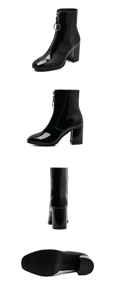 Botines de Tacón Cuadrado Grueso - Tendencia Coreana - Image 11