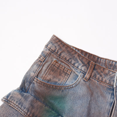Jeans Vintage Patchwork de Cintura Alta y Pierna Ancha con Efecto Desgastado - Image 17
