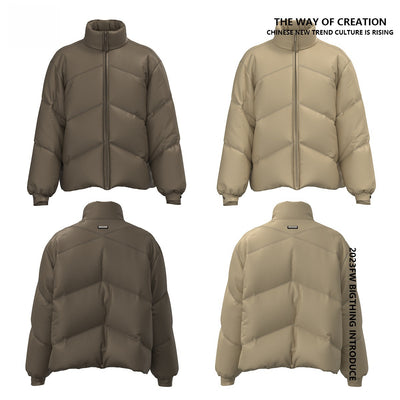 Chaqueta Acolchada de Terciopelo con Cuello Alto Estilo Urbano - Image 3