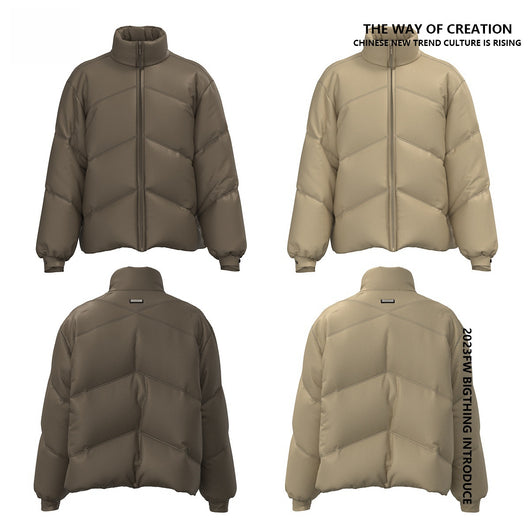 Chaqueta Acolchada de Terciopelo con Cuello Alto Estilo Urbano - Image 3