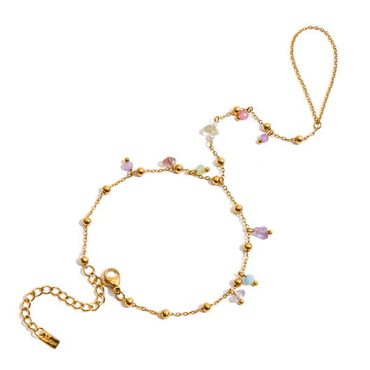Gold-colored bracelet with a chain of small, interconnected heart-shaped links, featuring a lobster clasp and extender. - Image 15