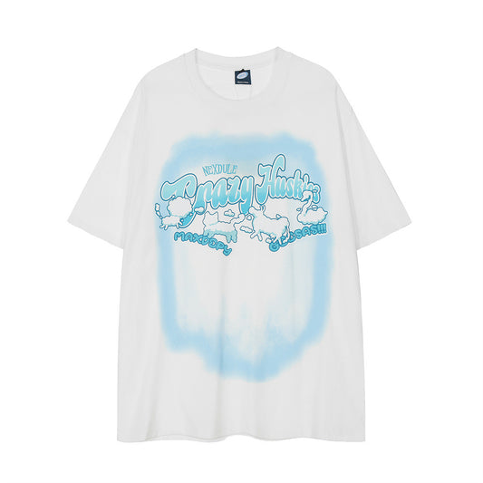 Camiseta Estampado Animal Abstracto de Manga Corta para Hombre
