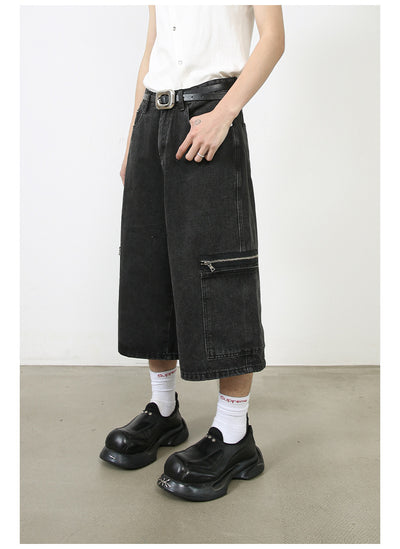 Shorts de Mezclilla Holgados Personalizados para Hombre - Estilo Street Cropped - Image 4