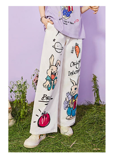 Pantalones Anchos de Cintura Alta con Estampado - Casual y Versátil - Image 9