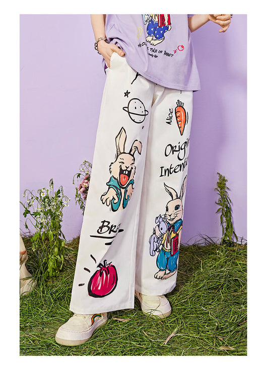 Pantalones Anchos de Cintura Alta con Estampado - Casual y Versátil - Image 9