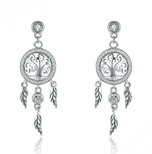Aretes Atrapasueños Plata 925 Hipoalergénicos - Diseño Europeo Elegante