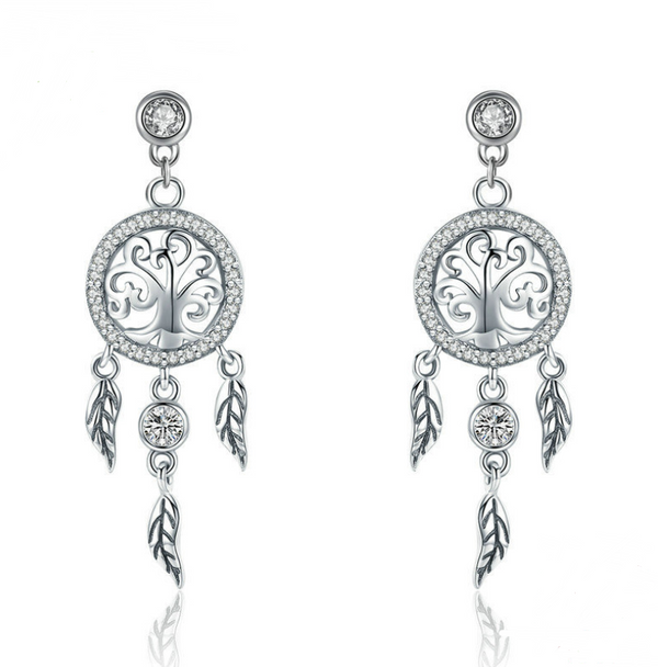 Aretes Atrapasueños Plata 925 Hipoalergénicos - Diseño Europeo Elegante