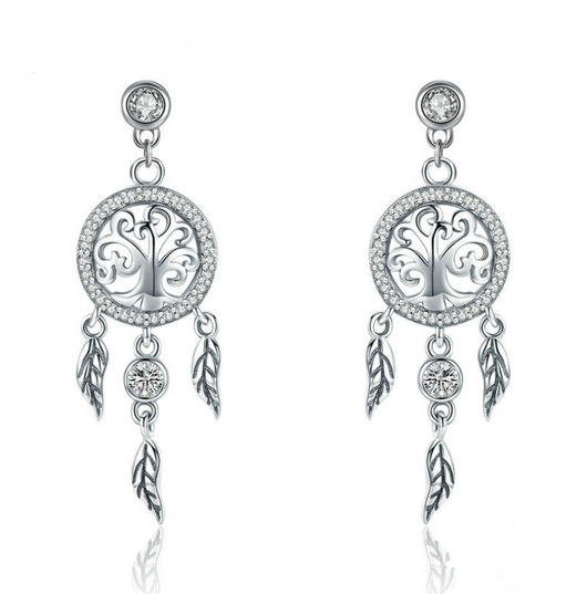 Aretes Atrapasueños Plata 925 Hipoalergénicos - Diseño Europeo Elegante