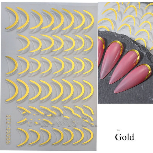 Pegatinas de Uñas Francesas con Líneas Metalizadas Bronce - Image 9
