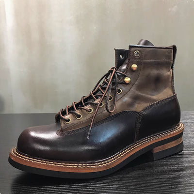 Botas Altas de Cuero Grueso Estilo Retro Desgastado - Image 13