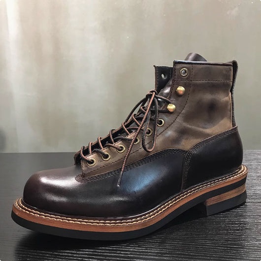 Botas Altas de Cuero Grueso Estilo Retro Desgastado - Image 13