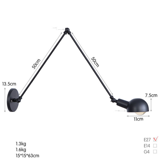 Lámpara de Pared Industrial de Hierro Forjado con Brazo Extensible para Restaurante y Bar - Image 13