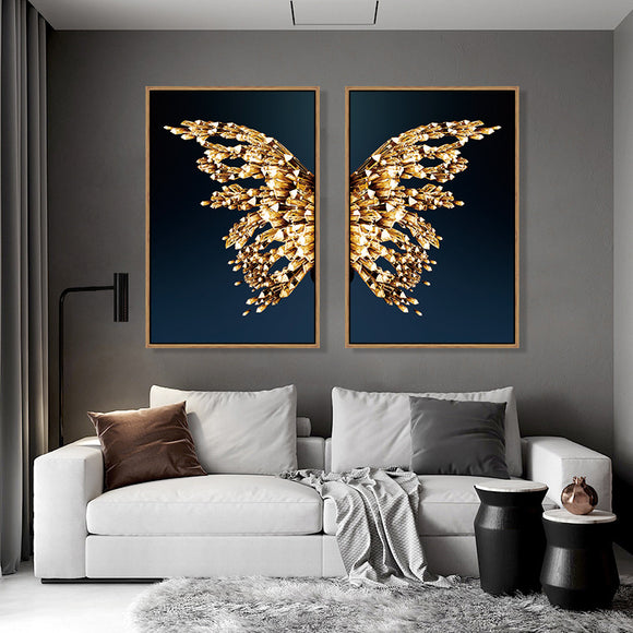 Cuadro Decorativo Alas de Mariposa Doradas