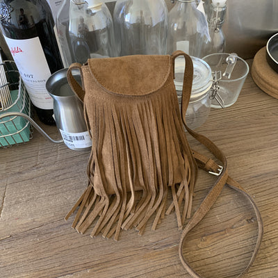 Bolso Bandolera Retro Gamuza Esmerilada con Borlas para Celular - Image 8