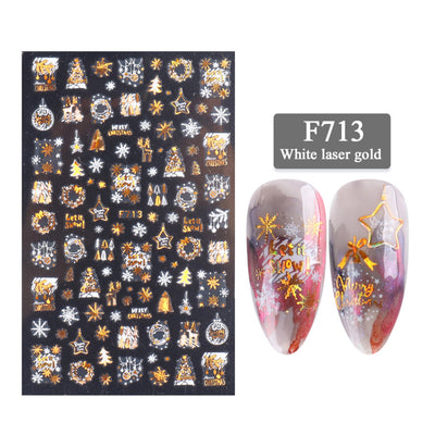 Stickers de Uñas 3D Serie Navideña - Diseño Láser Dorado Copo de Nieve - Image 13