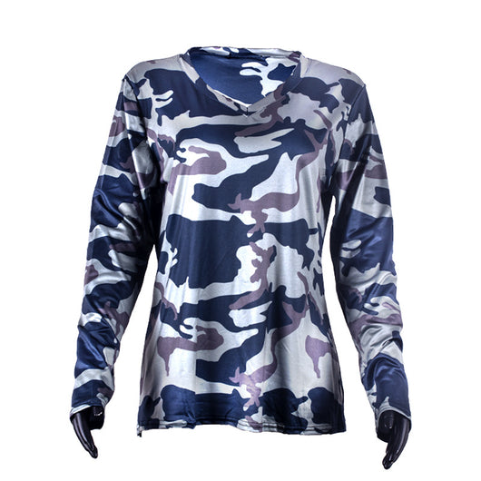 Blusa Camuflada Escote V para Mujer - Estilo Casual y Versátil - Image 3