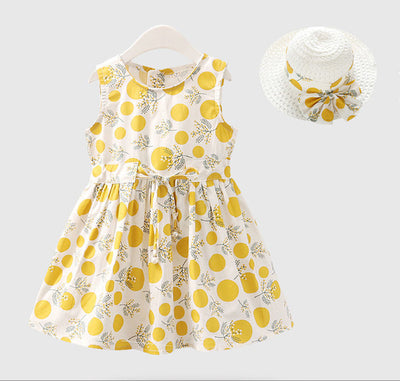 Conjunto de 2 Piezas: Vestido y Sombrero para Niñas en Algodón - Image 2