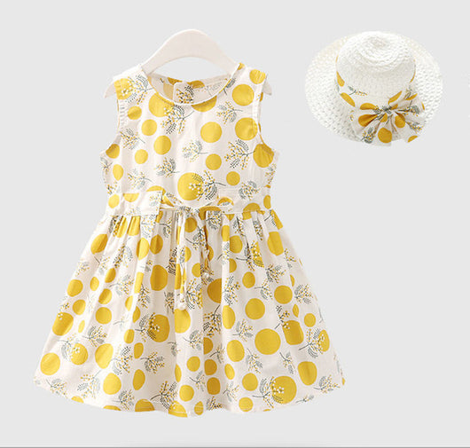 Conjunto de 2 Piezas: Vestido y Sombrero para Niñas en Algodón - Image 2
