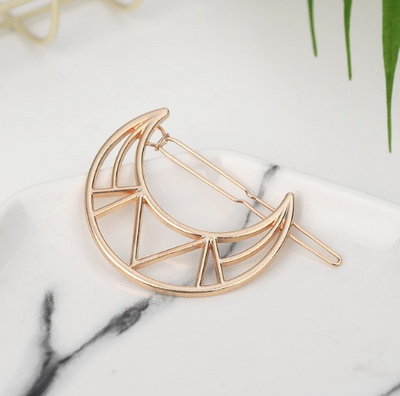 Pasador de Cabello Geométrico Estrella y Luna - Diseño Minimalista Europa América - Image 4