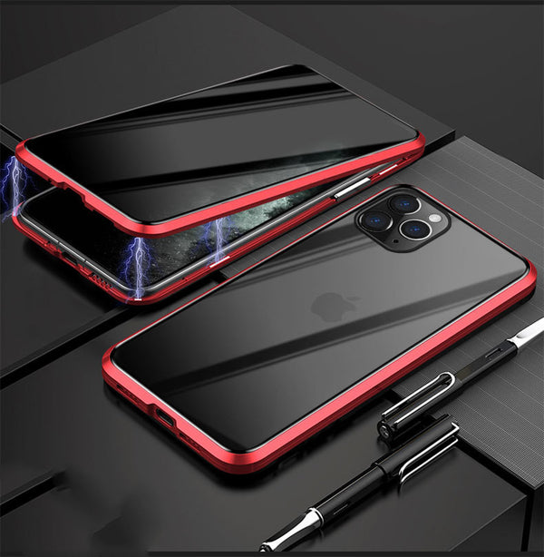 Funda Magnética Anti-Espías para iPhone 12 con Marco de Metal