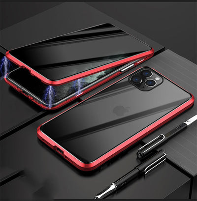 Funda Magnética Anti-Espías para iPhone 12 con Marco de Metal