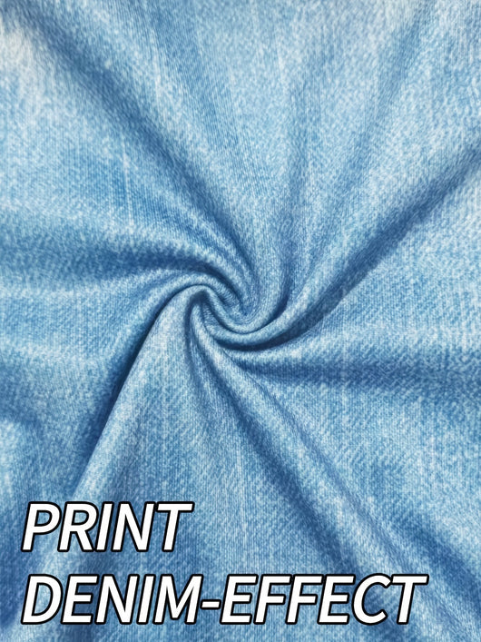 Pantalón Faux Denim con Estampado de Mariposas para Mujer - Image 12