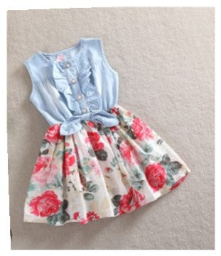 Vestido Infantil de Flores con Malla Puntitos Estilo Princesa - Image 13