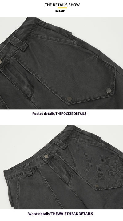 Pantalones Sueltos Efecto Lavado Negro con Bolsillos Grandes y Bota Acampanada - Image 14