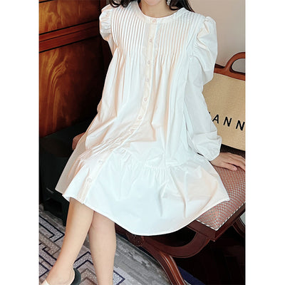 Vestido Camisero con Mangas Volantes y Cintura Alta