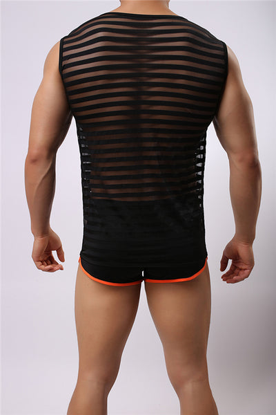 Chaleco Deportivo Rayas Elástico Cuello Redondo - Image 5