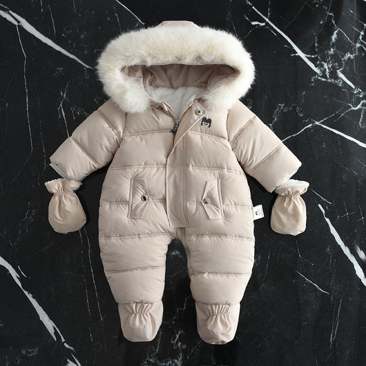Mameluco Bebé con Capucha y Forro Polar Grueso - Image 3