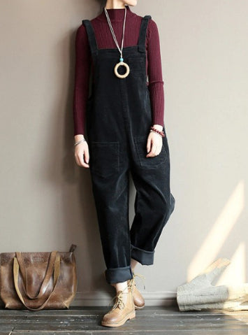 Pantalón Peto de Pana Liso para Mujer - Estilo Casual Versátil - Image 9