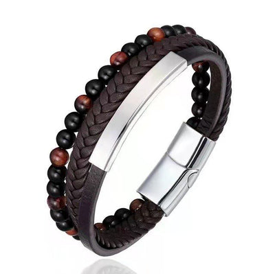 Pulsera de Piedra Natural con Cierre Magnético y Cuero Trenzado - Image 24