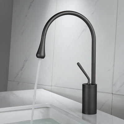 Grifo de Lavabo Giratorio en Cobre Dorado con Diseño Gota de Agua - Image 13