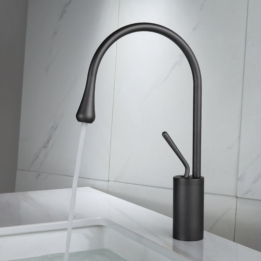 Grifo de Lavabo Giratorio en Cobre Dorado con Diseño Gota de Agua - Image 13