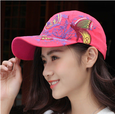 Gorra de Béisbol Coreana con Bordado de Mariposa y Protección Solar - Image 6